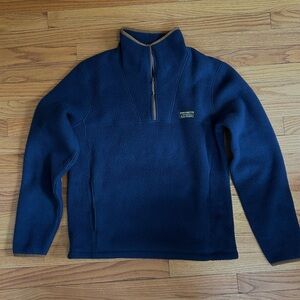 L.L.Bean Men’s Katahdin Navy Fleece Quarter Zip Pullover Sweater Size S